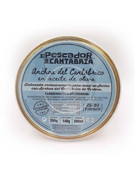 ANXOVES DEL CANTÀBRIC EN OLIVA SÈRIE OR (28-30 FILETS) 200G