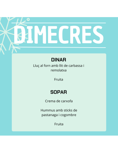 TU MENÚ DE LA SEMANA EN VILAMERCAT.CAT ¡haz tu comanda online!