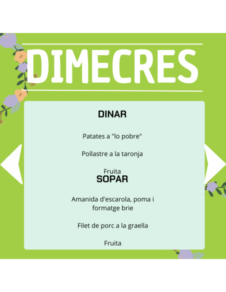 TU MENÚ DE LA SEMANA EN VILAMERCAT.CAT ¡haz tu comanda online!