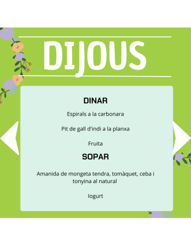 TU MENÚ DE LA SEMANA EN VILAMERCAT.CAT ¡haz tu comanda online!