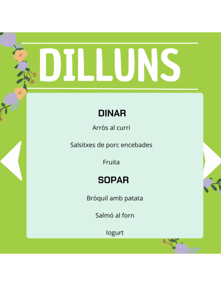 TU MENÚ DE LA SEMANA EN VILAMERCAT.CAT ¡haz tu comanda online!