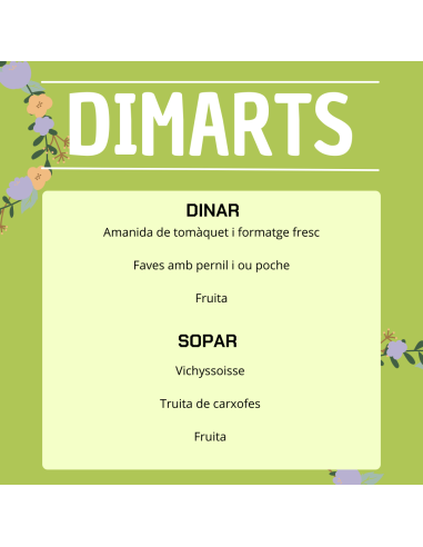 TU MENÚ DE LA SEMANA EN VILAMERCAT.CAT ¡haz tu comanda online!