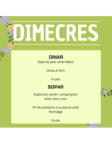 TU MENÚ DE LA SEMANA EN VILAMERCAT.CAT ¡haz tu comanda online!