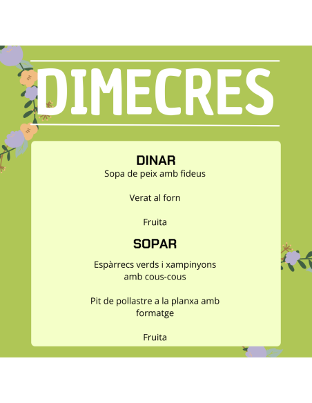 TU MENÚ DE LA SEMANA EN VILAMERCAT.CAT ¡haz tu comanda online!