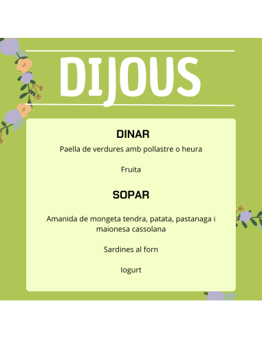 EL TEU MENU DE LA SETMANA A VILAMERCAT ¡Fes la teva comanda online!