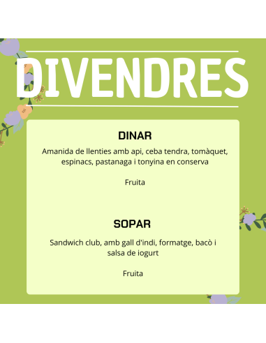 TU MENÚ DE LA SEMANA EN VILAMERCAT.CAT ¡haz tu comanda online!