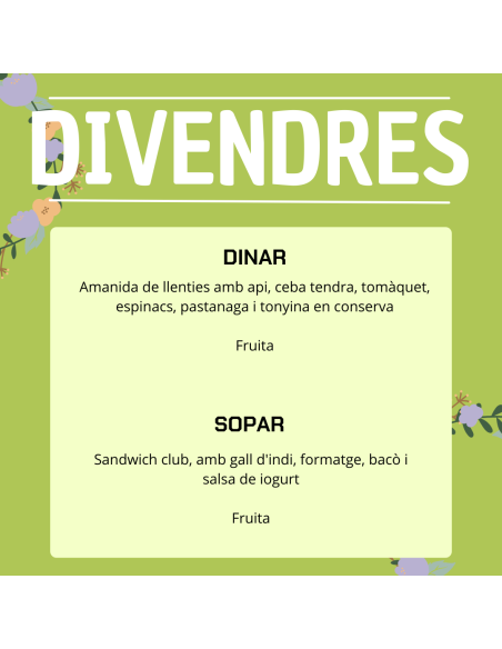 EL TEU MENU DE LA SETMANA A VILAMERCAT ¡Fes la teva comanda online!