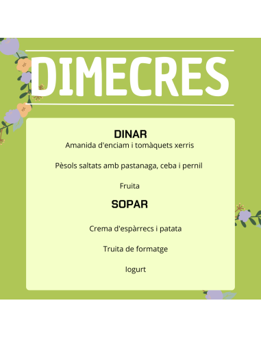TU MENÚ DE LA SEMANA EN VILAMERCAT.CAT ¡haz tu comanda online!