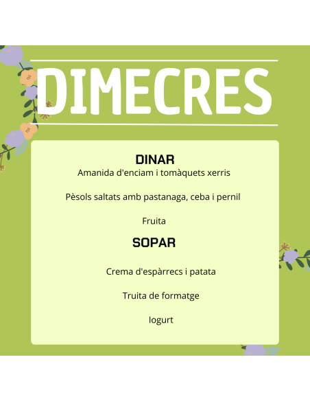 TU MENÚ DE LA SEMANA EN VILAMERCAT.CAT ¡haz tu comanda online!