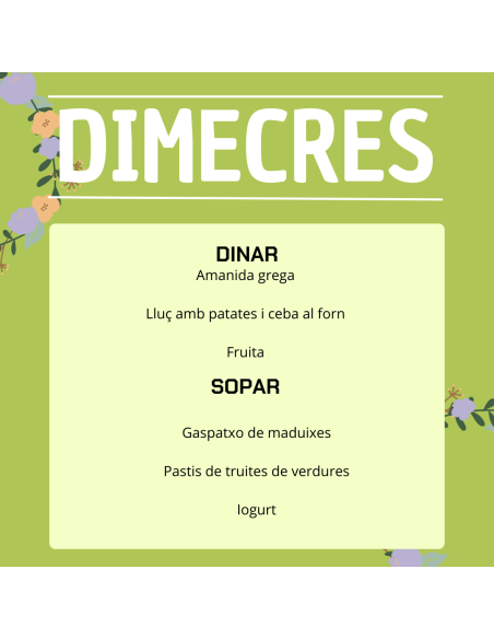 TU MENÚ DE LA SEMANA EN VILAMERCAT.CAT ¡haz tu comanda online!