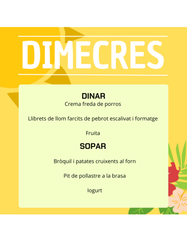EL TEU MENU DE LA SETMANA A VILAMERCAT ¡Fes la teva comanda online!